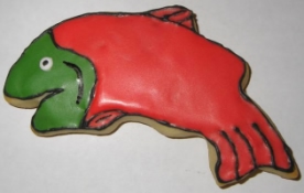 frosted fish shaped cookie
